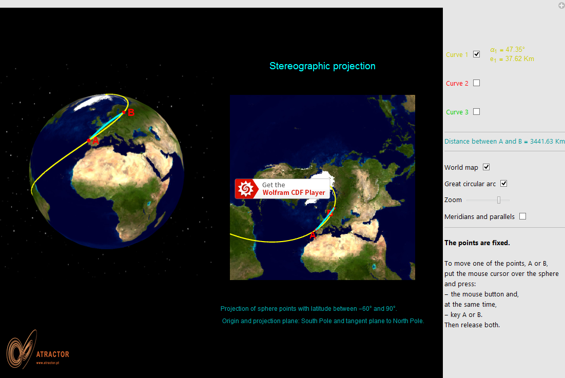 stereographic projection earth