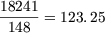 18241-= 123.25
 148